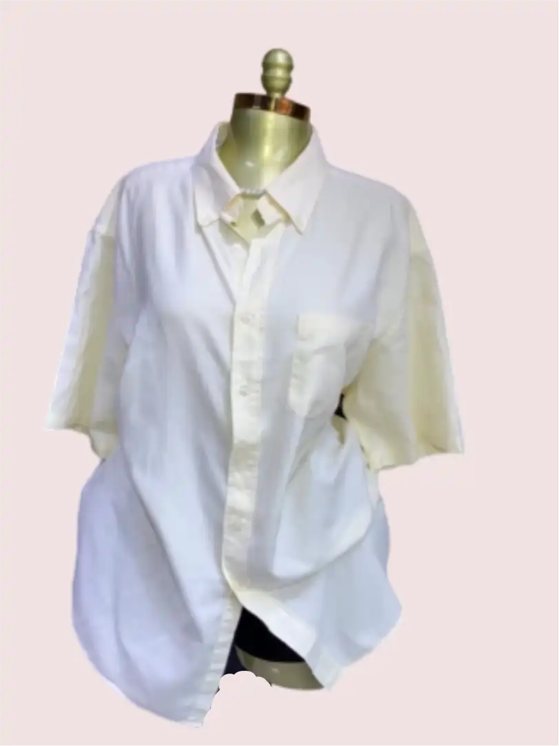 Solid Cream Short-Sleeved Shirt